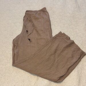 NWOT Zara Tan Elastic Waist Pants